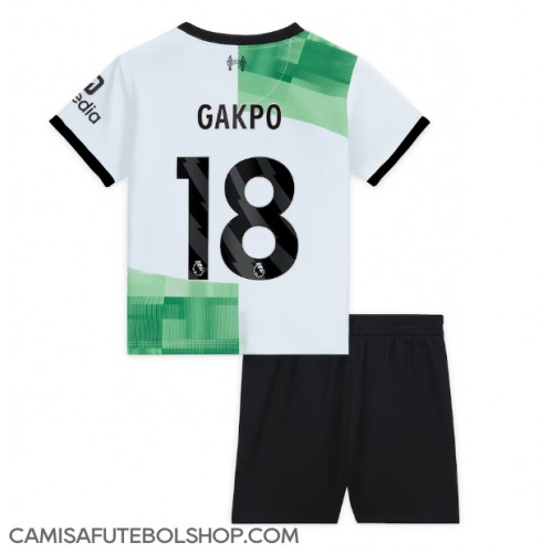 Camisa de time de futebol Liverpool Cody Gakpo #18 Replicas 2º Equipamento Infantil 2023-24 Manga Curta (+ Calças curtas)